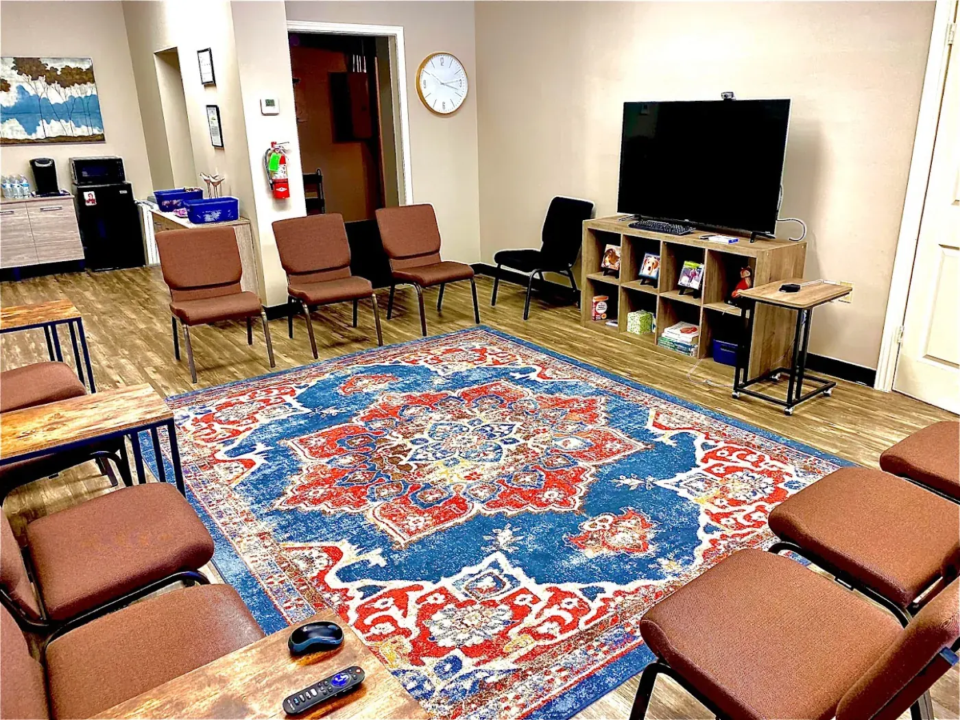 Group therapy room for meth addiction treatment at the Sugar Land clinic