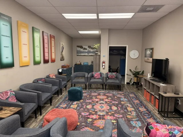 Lobby and group room at Positive Recovery Centers Sugar Land office