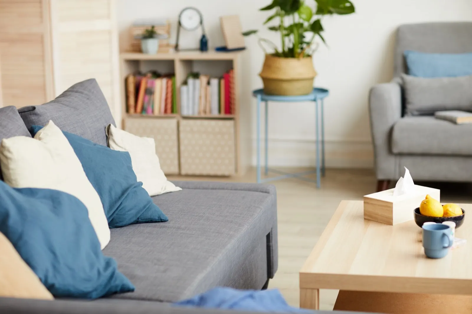 Living room setting for online addiction treatment from home